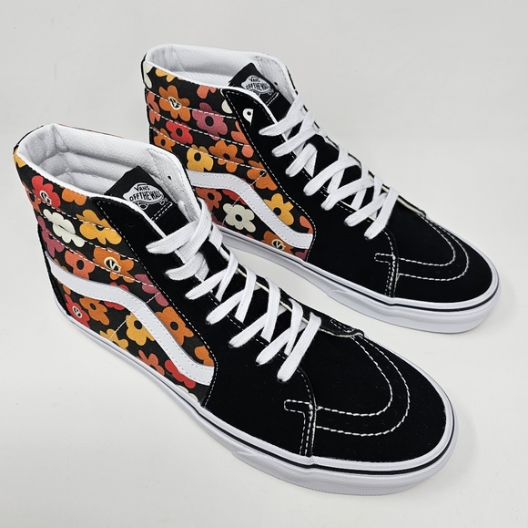 Vans Sk8 Hi Flower Black / Multi Colored Mens Size 10 Sneakers Lace Up Shoes NEW - Picture 4 of 11